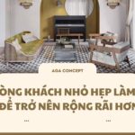 phòng khách nhỏ tối giản