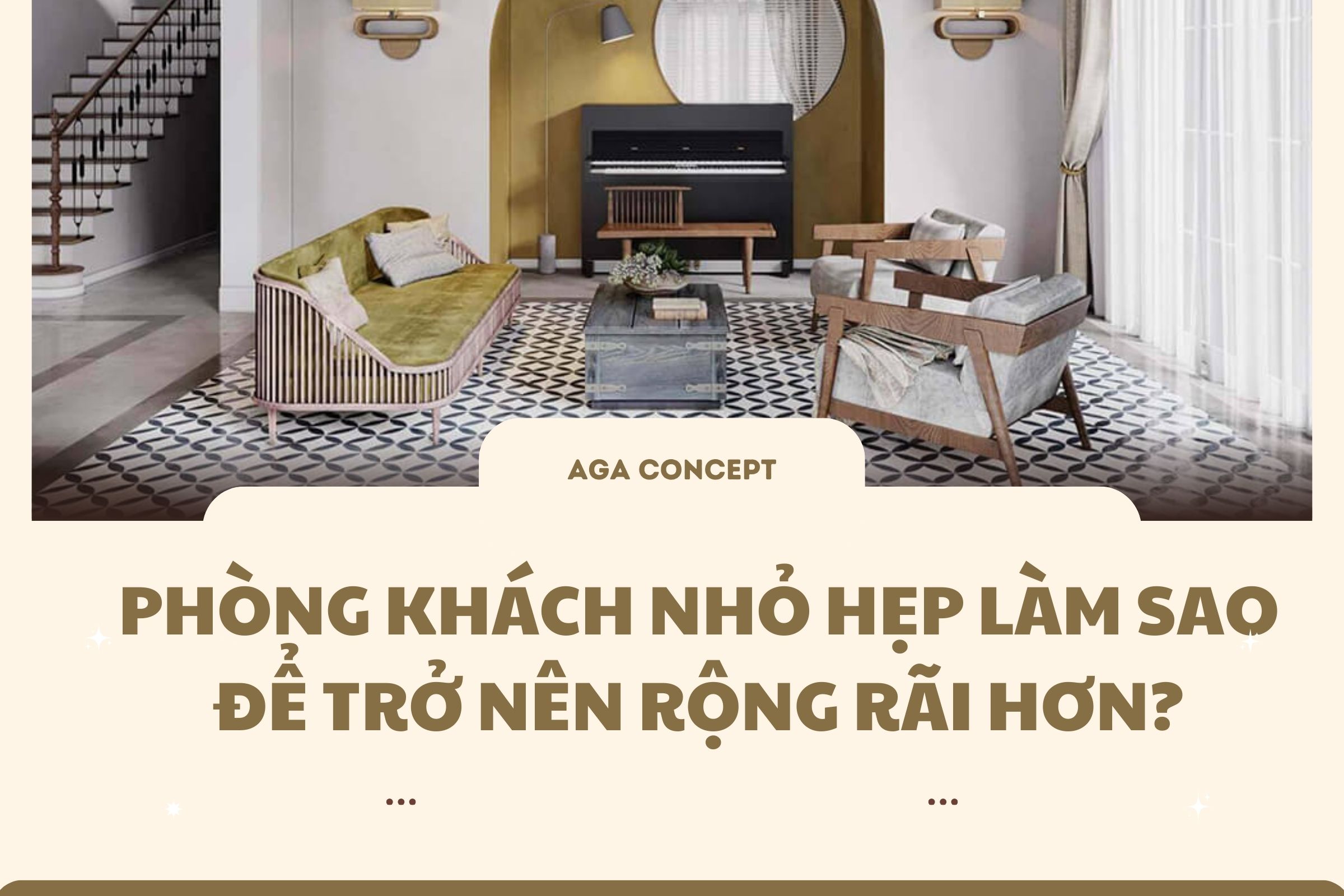 phòng khách nhỏ tối giản